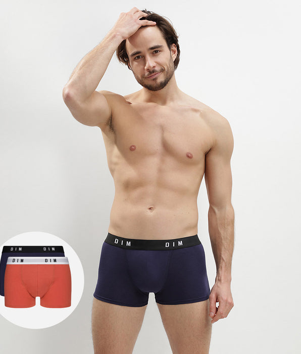 DIM Lot de 2 boxers homme coton stretch Roux Bleu Denim Dim Originals