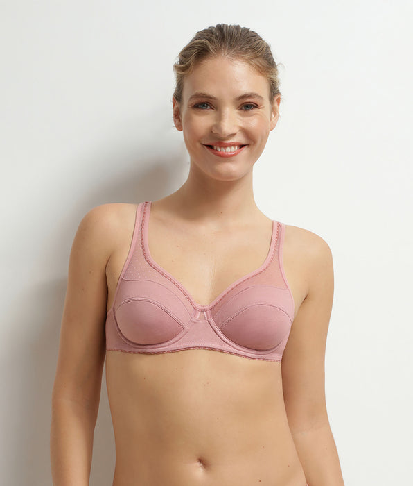 DIM Soutien-gorge emboîtant avec armatures Rose Generous Coton Bio