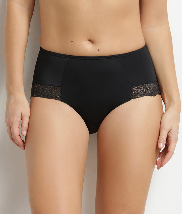 DIM Culotte haute ventre plat en dentelle noire Dim Silhouette Essentiel