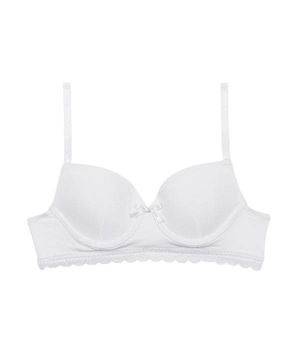 DIM Soutien-gorge fille à coques moulées en coton stretch Blanc Dim Trendy