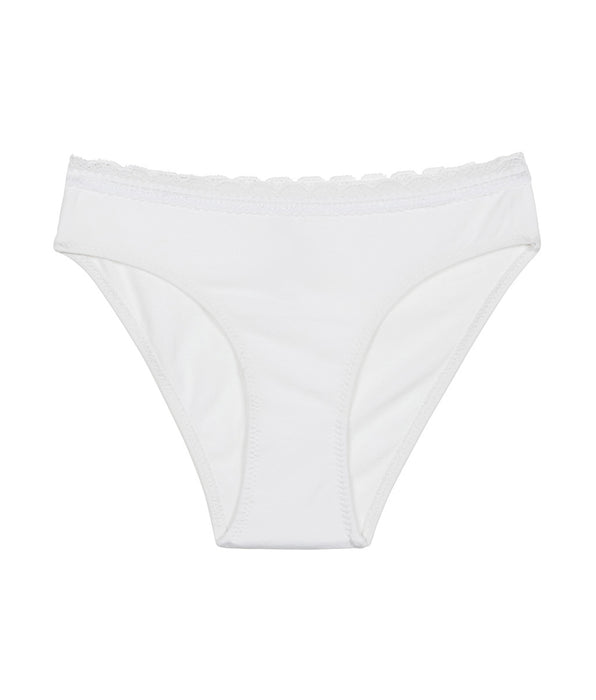 DIM Culotte fille en coton stretch à ceinture dentelle Blanc Dim trendy