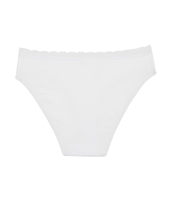 DIM Culotte fille en coton stretch à ceinture dentelle Blanc Dim trendy