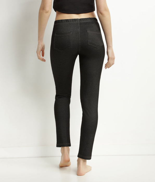 DIM Legging femme effet jean Noir avec poches Dim Relax & Go