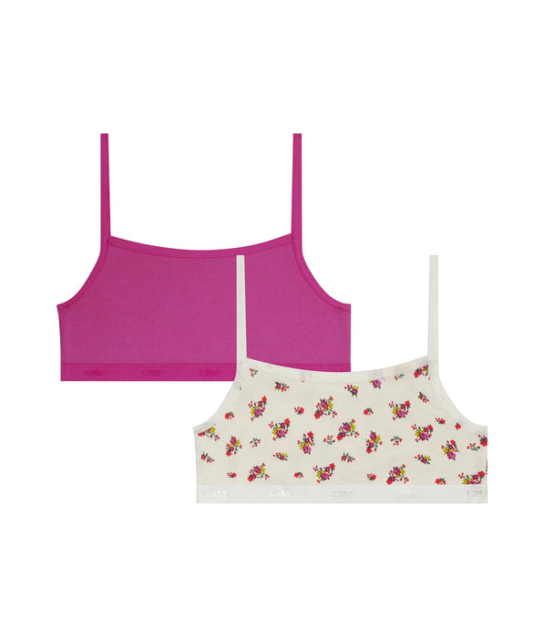 DIM Lot de 2 soutiens-gorge fille coton stretch Rose Ocre Les Pockets