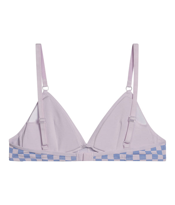 DIM Soutien-gorge fille triangle coton stretch Lila à damier Les Pockets