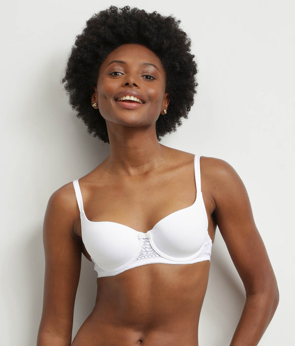 DIM Soutien-gorge corbeille en dentelle florale recyclée Blanc Dim Sublim