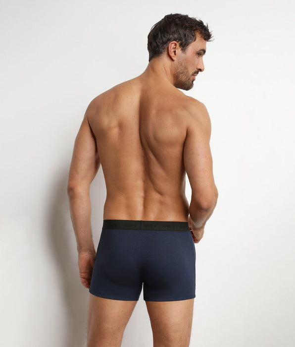 DIM Boxer homme en coton modal côtelé Bleu Minuit Dim Élégant