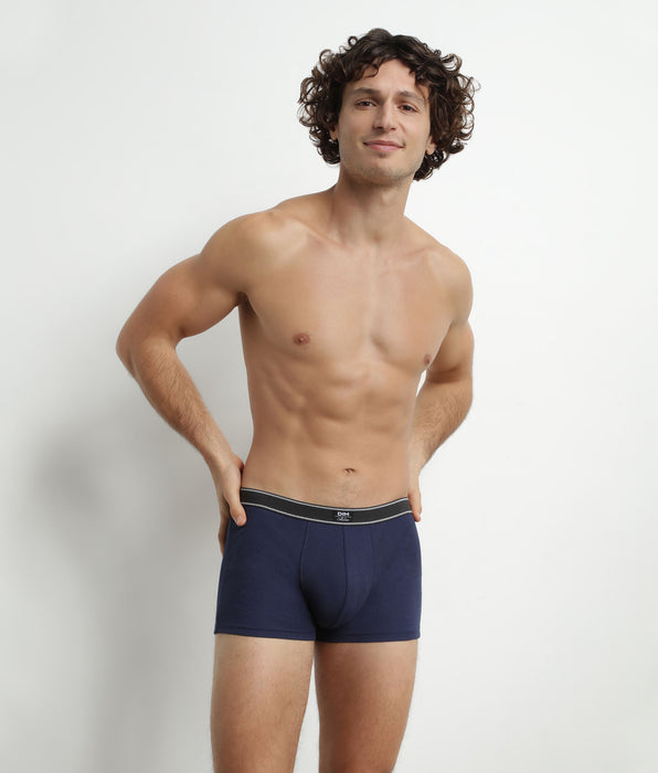 DIM Boxer homme en coton modal côtelé Bleu foncé Dim Elegant