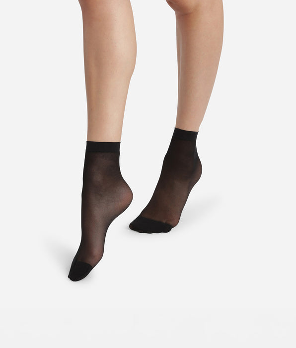 DIM Lot de 2 paires de socquettes en voile renforcé Noir Ultra Resist