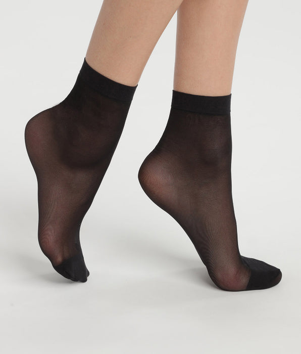DIM Lot de 2 paires de socquettes en voile renforcé Noir Ultra Resist