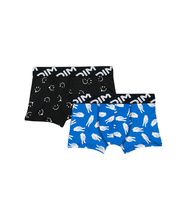 DIM Lot de 2 boxers garçons en microfibre recyclée motif peace Dim Micro