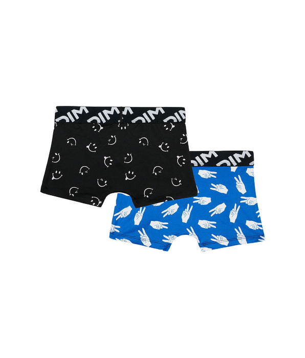 DIM Lot de 2 boxers garçons en microfibre recyclée motif peace Dim Micro
