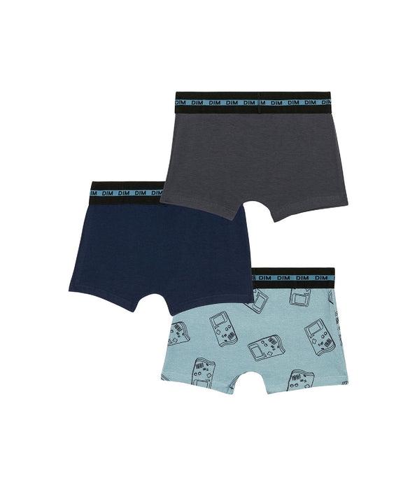 DIM Lot de 3 boxers garçon coton stretch motif gameboy Bleu EcoDim Mode