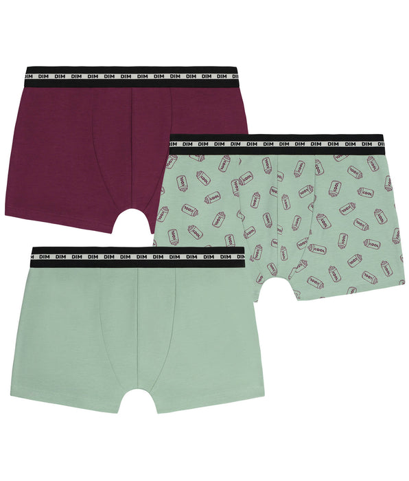 DIM Lot de 3 boxers garçon coton stretch Cuivre à motifs EcoDim Mode
