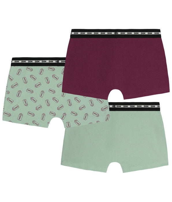 DIM Lot de 3 boxers garçon coton stretch Cuivre à motifs EcoDim Mode
