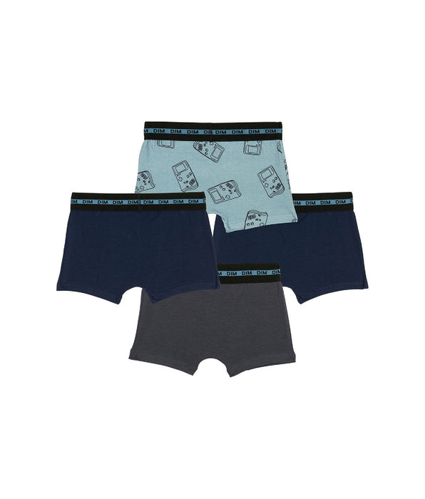 DIM Lot de 4 boxers garçon coton stretch motif gameboy Bleu EcoDim Mode
