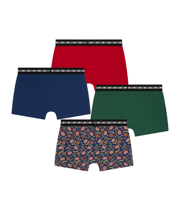 DIM Lot de 3 boxers enfant Rouge Vert Bleu Baseball Dim Coton Stretch