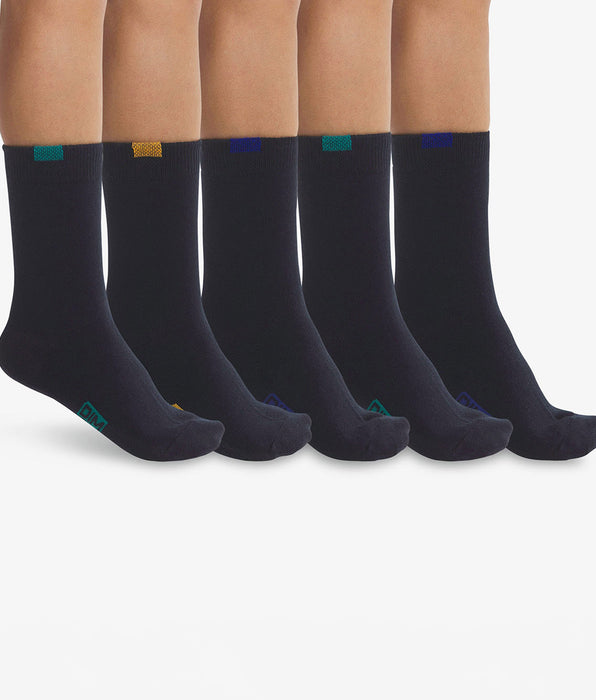 DIM Lot de 5 paires de chaussettes enfant en coton Bleu Marine Écodim