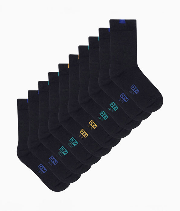 DIM Lot de 5 paires de chaussettes enfant en coton Bleu Marine Écodim