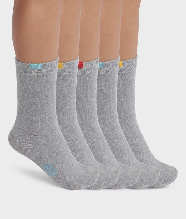 DIM Lot de 5 paires de chaussettes enfant en coton Gris Chiné EcoDim