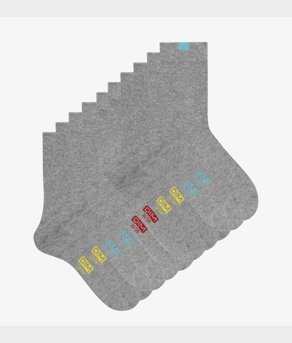 DIM Lot de 5 paires de chaussettes enfant en coton Gris Chiné EcoDim