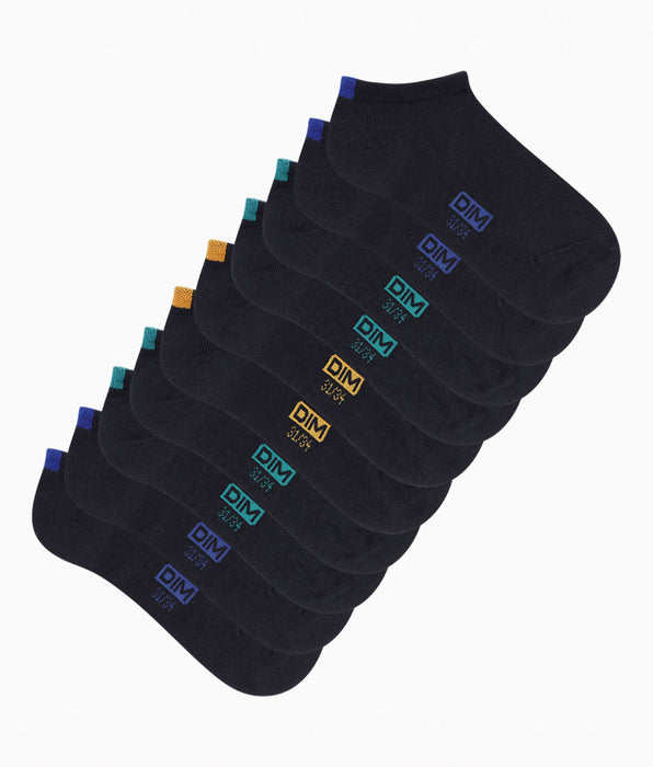 DIM Lot de 5 paires de socquettes enfant en coton Bleu Marine Écodim