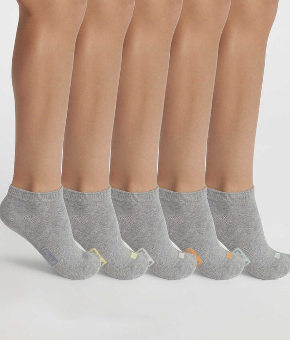 DIM Lot de 5 paires de socquettes unisexes coton Gris à vignettes EcoDim