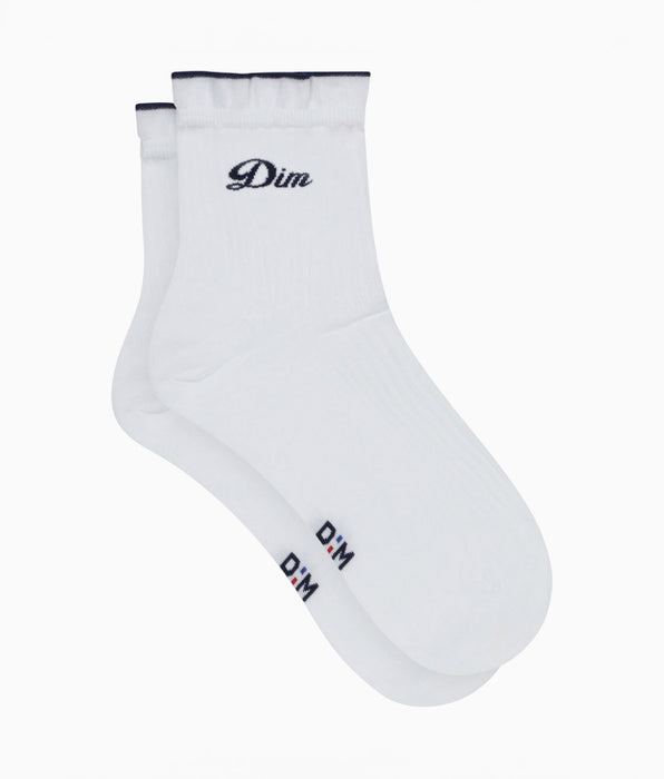 DIM Socquettes femme en coton Blanc signature Dim brodé Madame Dim