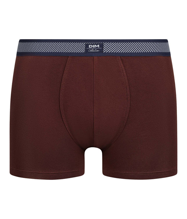 DIM Boxer homme en coton modal piqué et ceinture rayée Rouge Vin Dim Smart