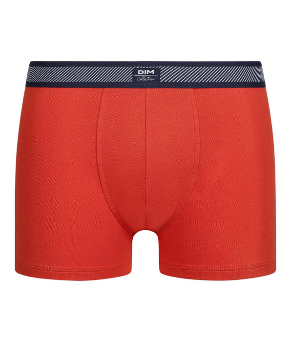 DIM Boxer homme en coton modal piqué et ceinture rayée Orange Dim Smart