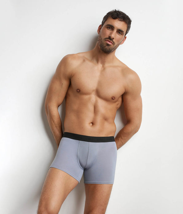 DIM Boxer homme en coton modal piqué Gris Poudre Dim Smart