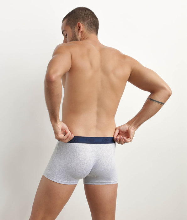 DIM Boxer homme en coton stretch à ceinture contrastée Gris Dim Fancy