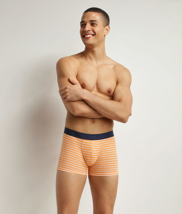 DIM Boxer homme en coton stretch Orange à rayures Dim Fancy