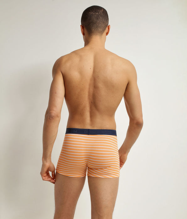 DIM Boxer homme en coton stretch Orange à rayures Dim Fancy