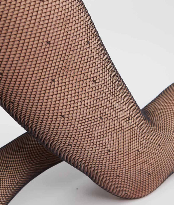 DIM Collant femme en voile et pois à échancrure sexy Noir Dim Style