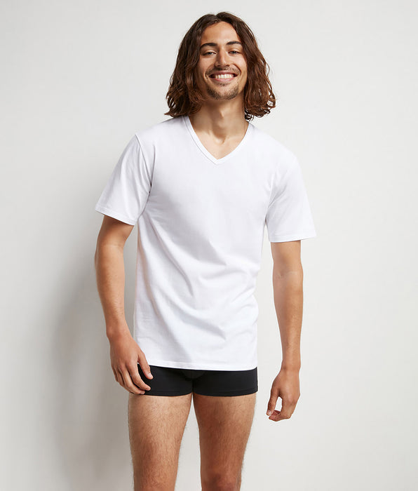 DIM Lot de 2 Tshirts homme thermorégulateur en coton blanc col V Regul Activ