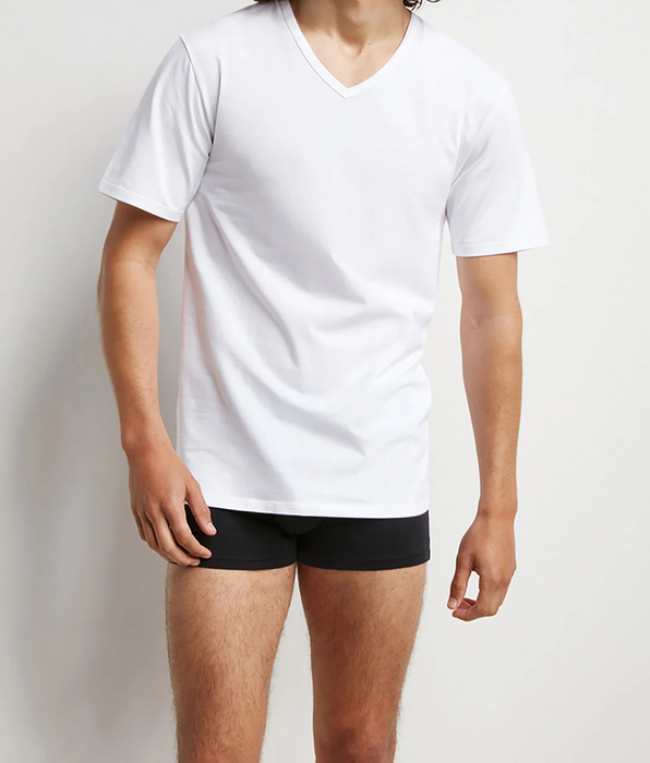DIM Lot de 2 Tshirts homme thermorégulateur en coton blanc col V Regul Activ