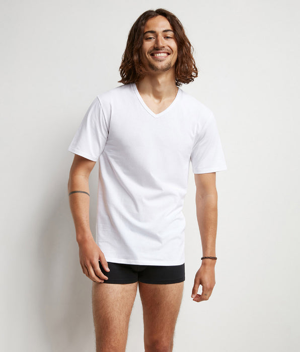 DIM Lot de 2 Tshirts homme thermorégulateur en coton blanc col V Regul Activ