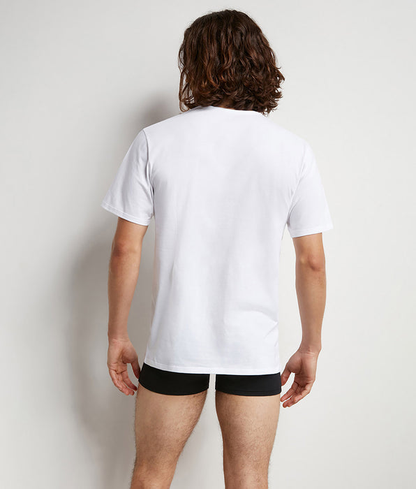 DIM Lot de 2 Tshirts homme thermorégulateur en coton blanc col V Regul Activ