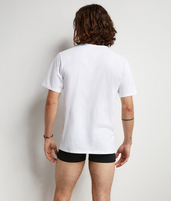 DIM Lot de 2 Tshirts homme thermorégulateur en coton blanc col V Regul Activ