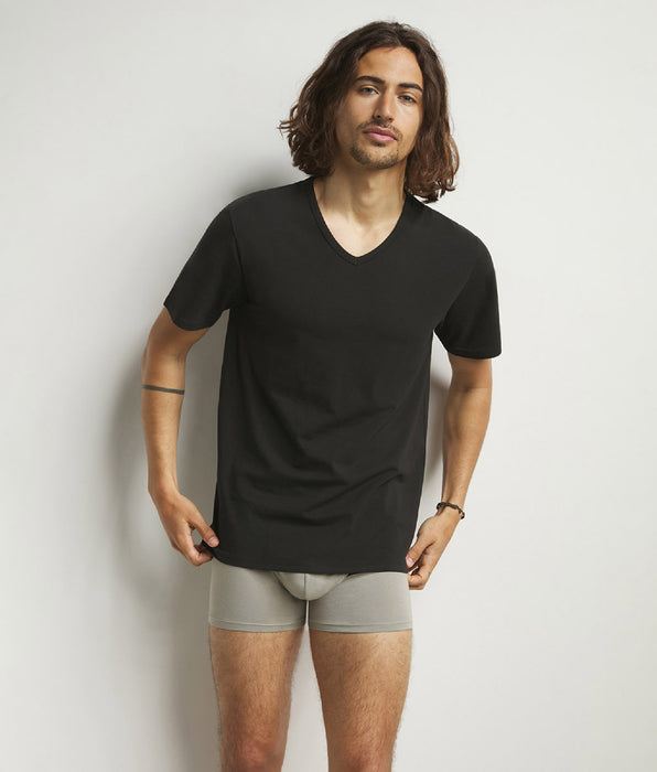 DIM Lot de 2 Tshirts homme thermorégulateur en coton noir col V Regul Activ