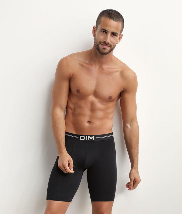DIM Boxer long homme en coton modal Noir Dim Icons Essentiel