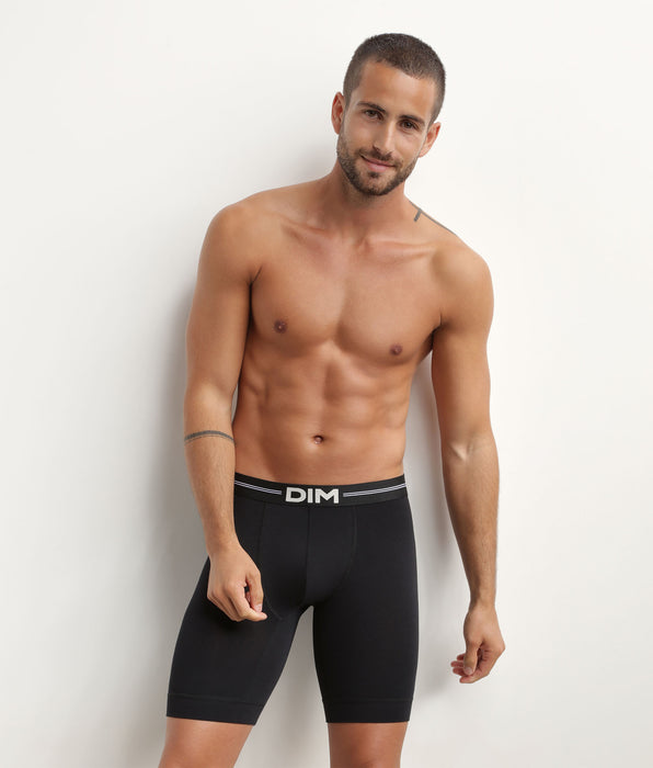 DIM Boxer long homme en coton modal Noir Dim Icons Essentiel