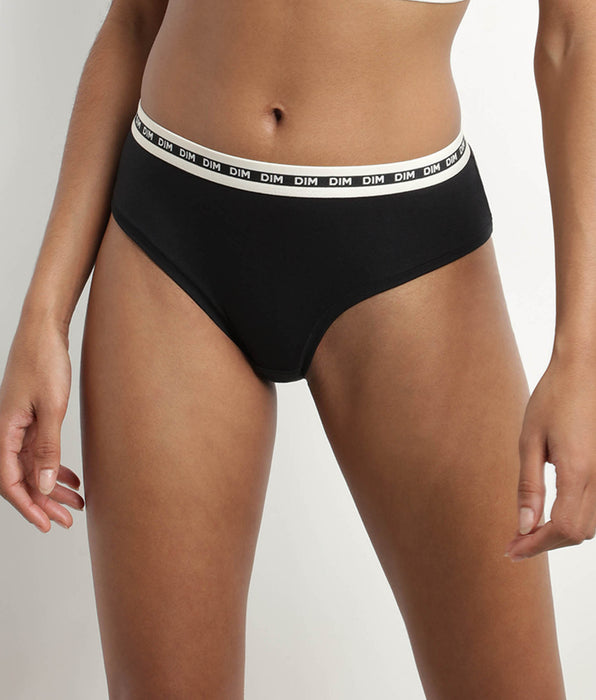 DIM Shorty femme coton modal Noir à ceinture contrastée Dim Icons Essentiel