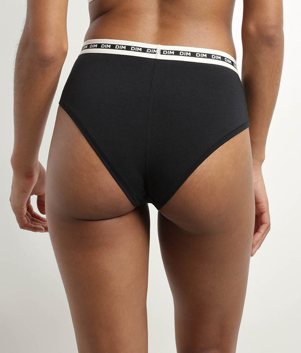 DIM Shorty femme coton modal Noir à ceinture contrastée Dim Icons Essentiel