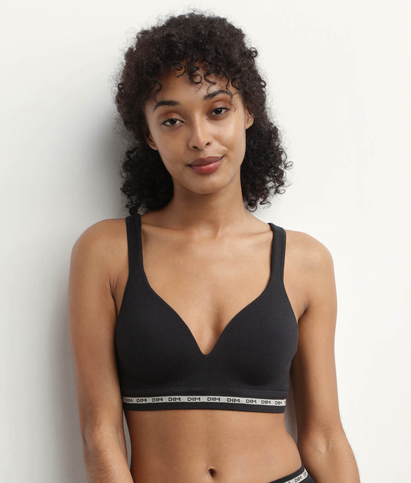 DIM Soutien-gorge Noir côtelé sans armature ni couture Dim Icons Seamless