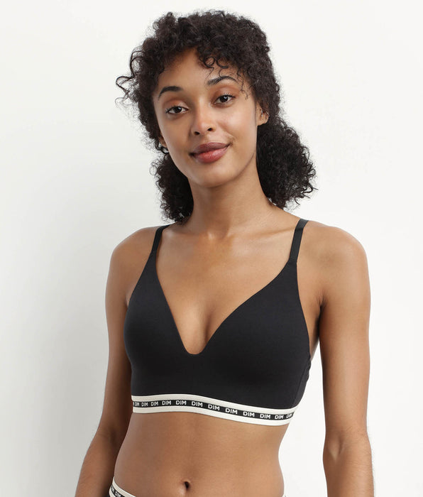 DIM Soutien-gorge triangle en coton modal Noir à bonnets moulés Dim Icons