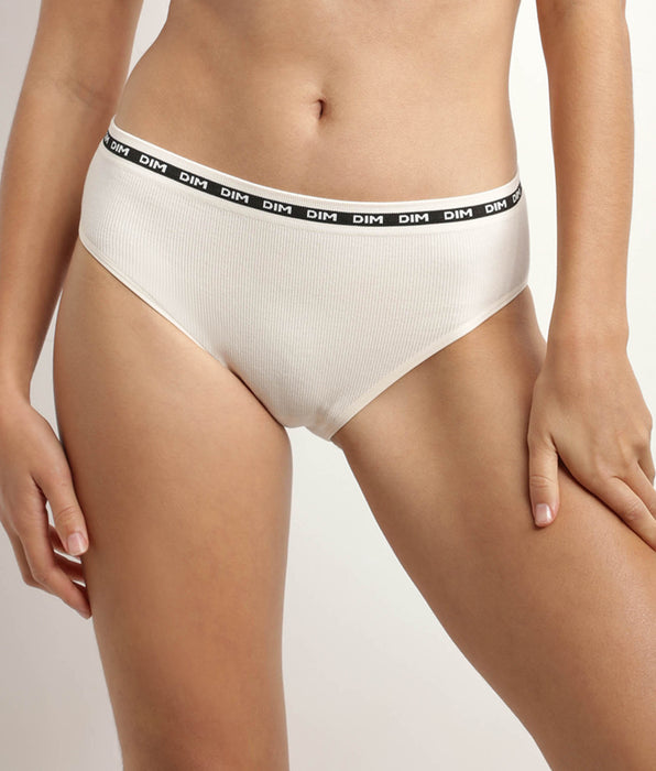 DIM Slip femme en modal polyamide côtelée sans couture beige Dim Icons Seamless