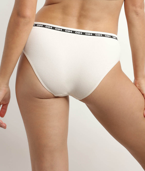 DIM Slip femme en modal polyamide côtelée sans couture beige Dim Icons Seamless