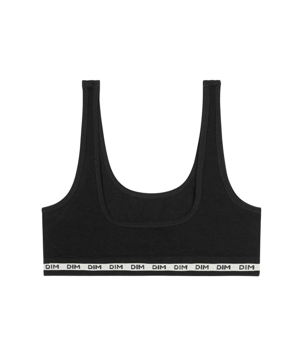 DIM Brassière fille en tissu côtelé Noir Dim Icons